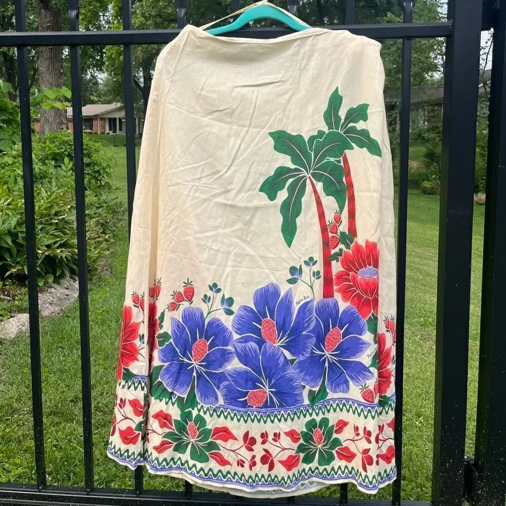 FARM Rio Satin Slip Floral Midi Skirt NWT